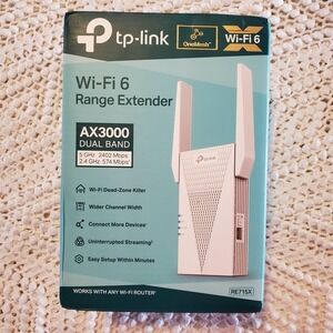 TP-Link RE715X AX3000 Wi-Fi 6 Range Extender Dual-Band OneMesh White Gigabit